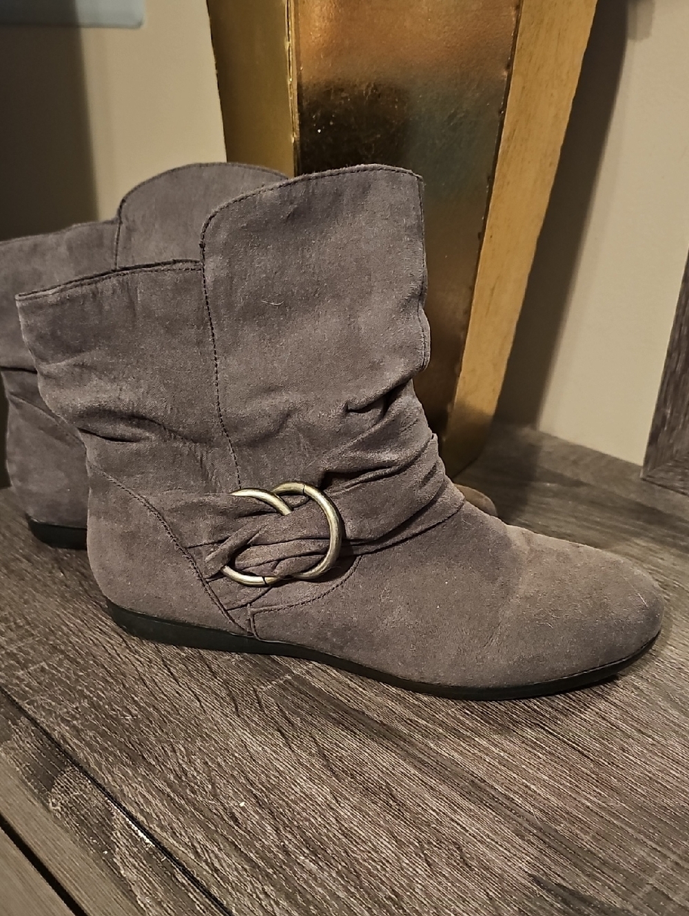 Women's Gray Suede Ankle Boots